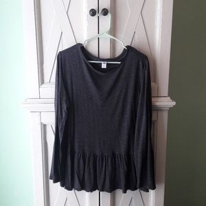 NWOT Long Sleeve Peplum Shirt with Gold Accents